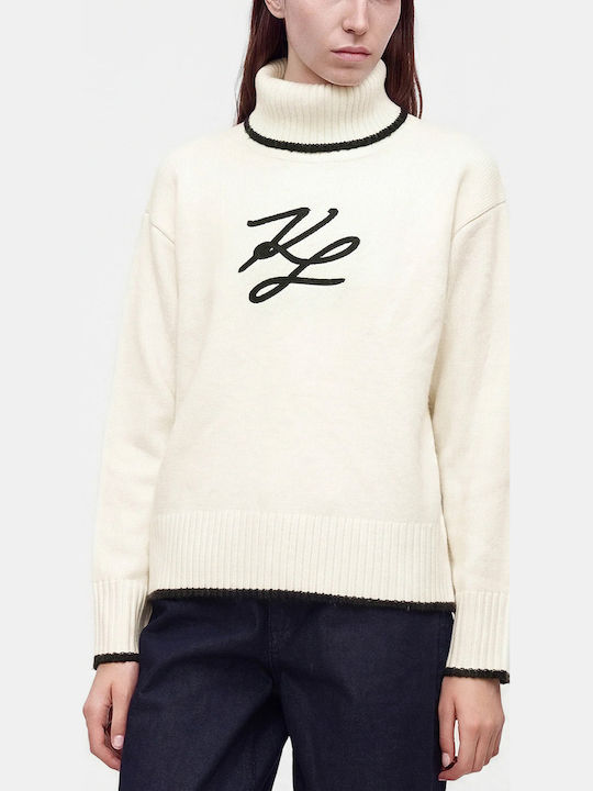 Karl Lagerfeld Karl Women's Turtleneck Blouse White/Black
