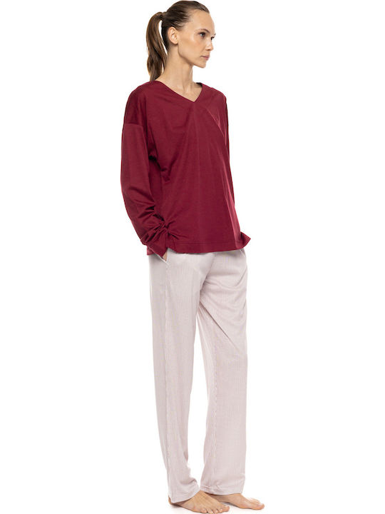 Pink Label Summer Women's Pyjama Trousers Bordeaux