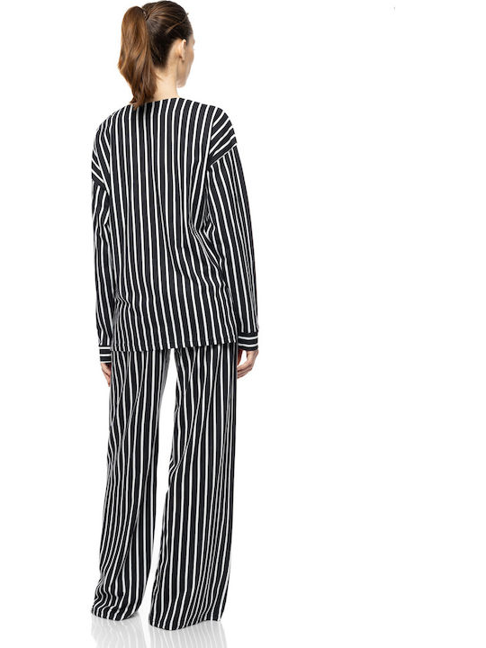 Pink Label Sommer Damen Schlafanzughose Navy