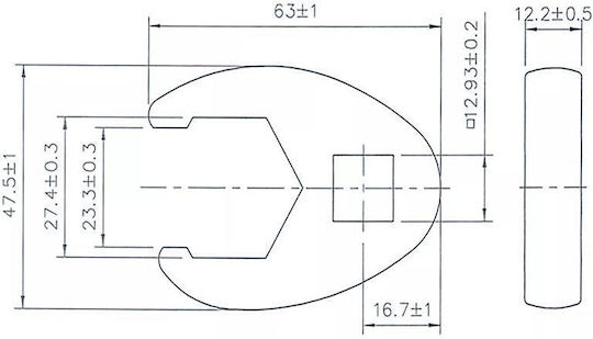 27 Mm Claw Wrench 12.5 Mm 1/2" Square Hole Bgs 1757-27