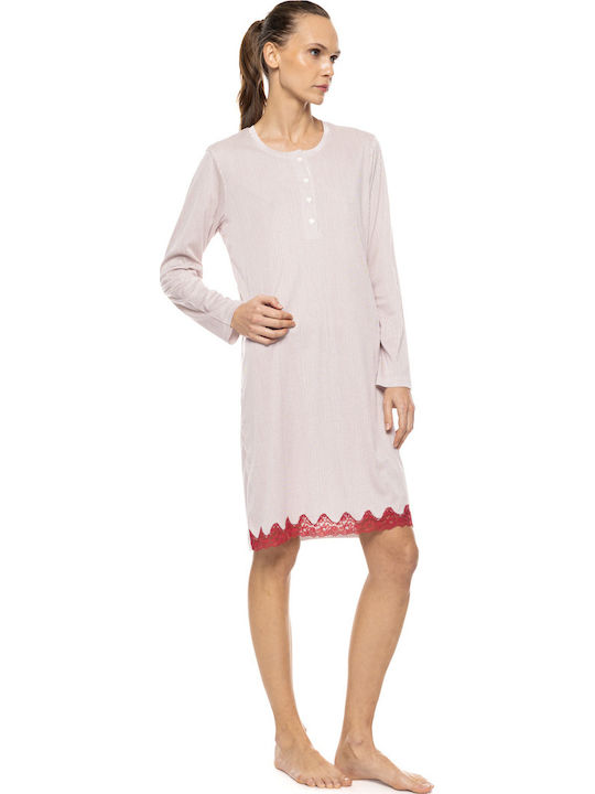 Pink Label Winter Women's Nightgown Bordeaux