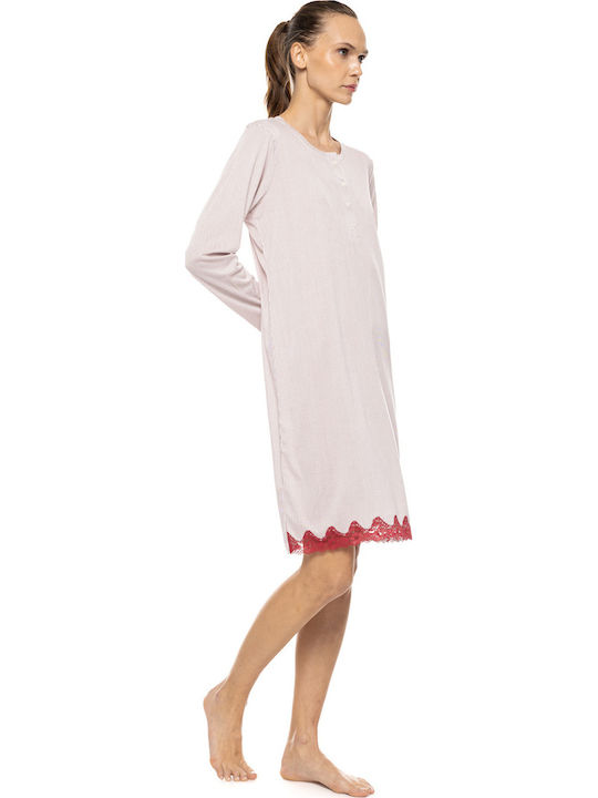 Pink Label Winter Damen Nachthemd Bordeaux