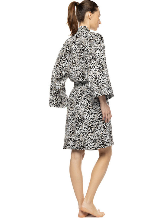 Pink Label Winterschlafanzug Damen Ivory Leopard