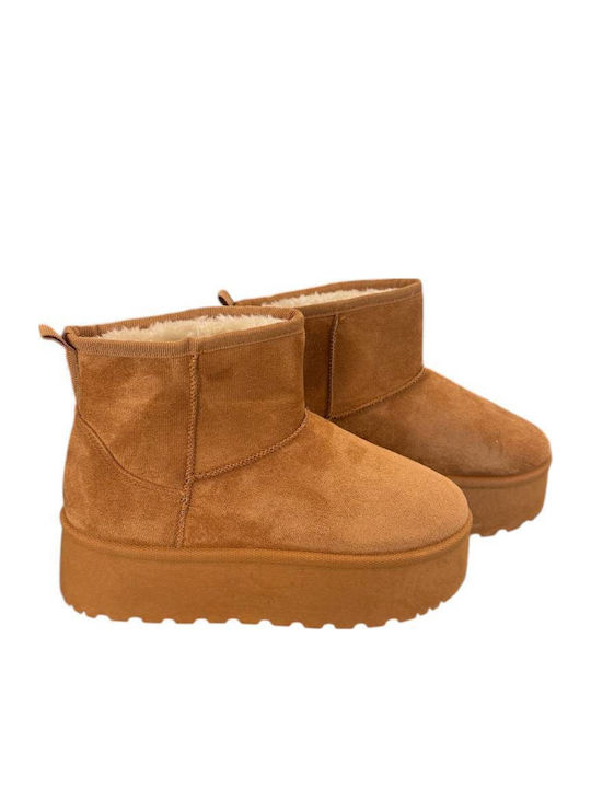 Damen Stiefeletten mit Pelz Braun