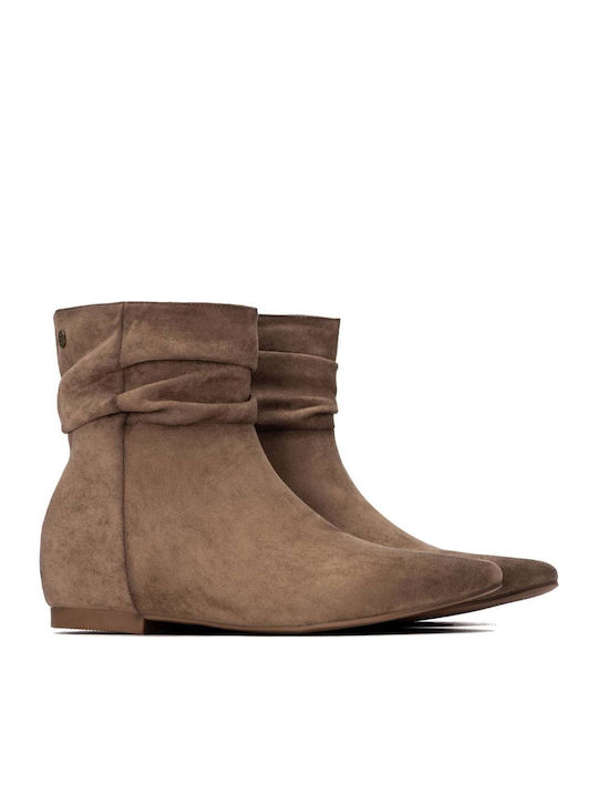 Suede Women's Ankle Boots Brown