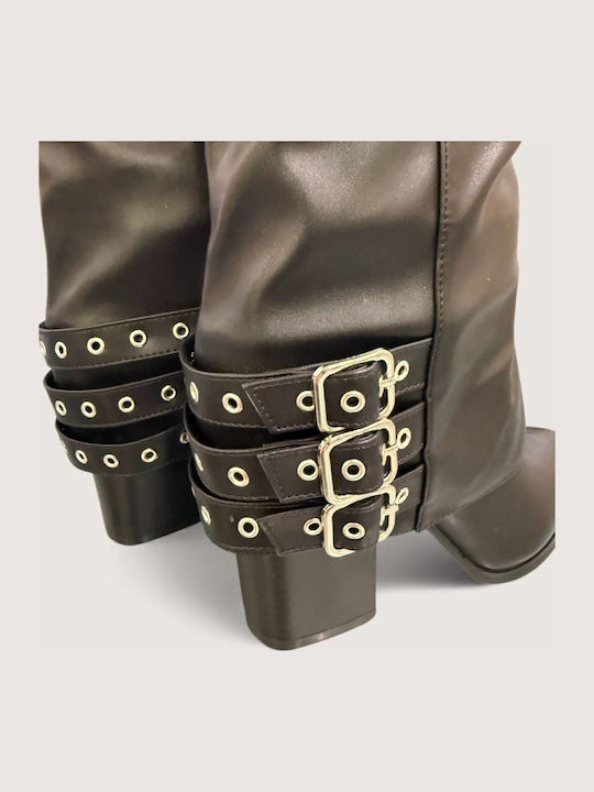 Stiefeletten Damen Cowboy mit Hochabsatz Schwarz