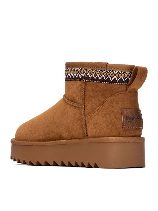 Women's Ankle Boots with Fur Brown