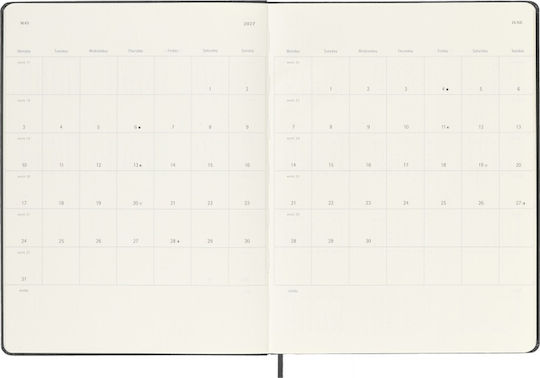 Moleskine Класически Седмичен Планер 2027 Черен