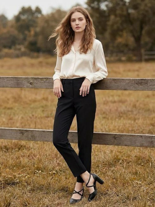 Pumps mit Riemchen & Chunky Hoch Absatz Schwarz