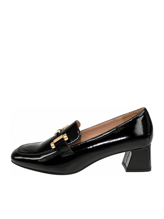 Pumps Aus Lackleder Mit Mittlerem Absatz Schwarz