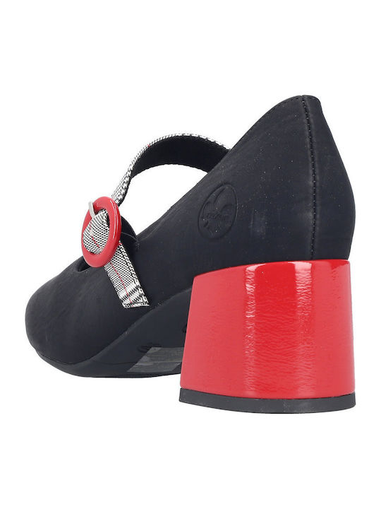 Leder Pumps Mit Mittelhohem Absatz Schwarz