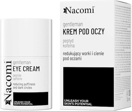 Nacomi Gentleman Осветляващ околоочен крем за премахване на торбички и тъмни кръгове с пептиди и кофеин 30ml