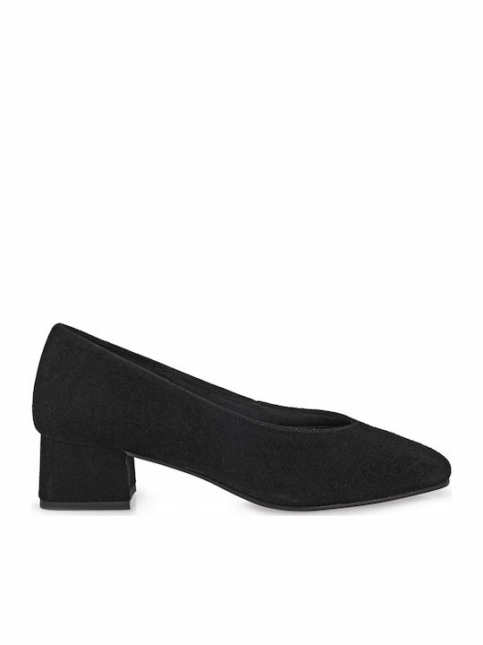 Wildleder Pumps mit niedrigem Absatz Schwarz