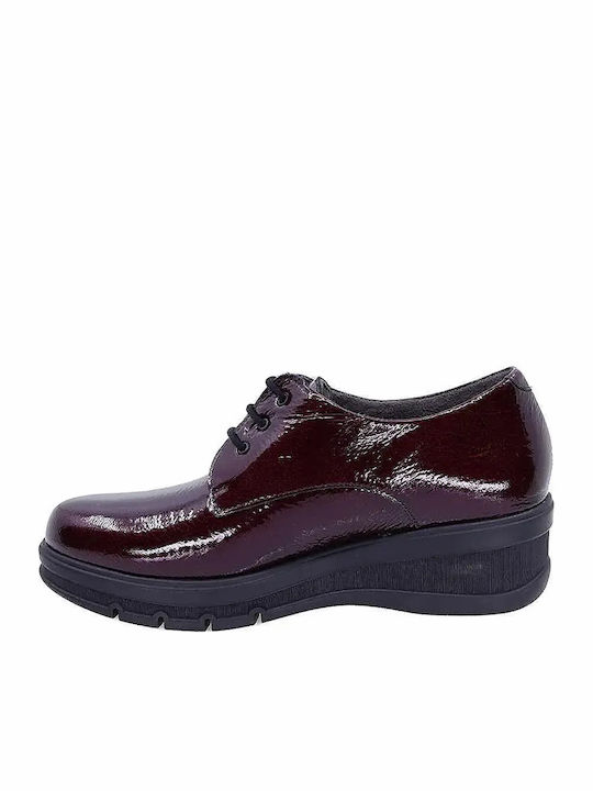 Leder Damen Mokassins in Burgundischer Farbe