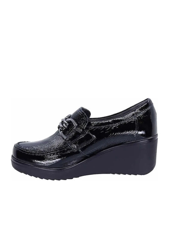 Leather Women's Moccasins In Black Color