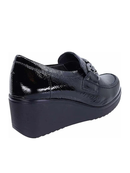 Leather Women's Moccasins In Black Color
