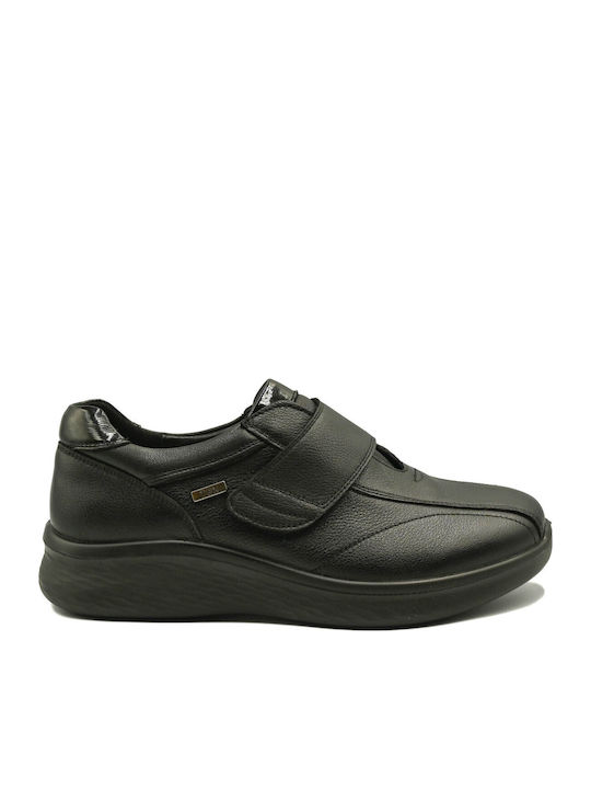 Leather Women's Loafers In Black Color