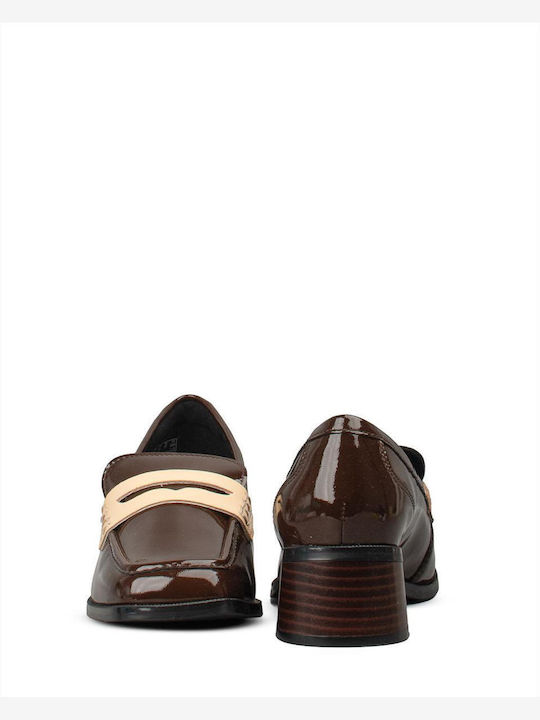 Loafer Pumps aus Lackleder Braun