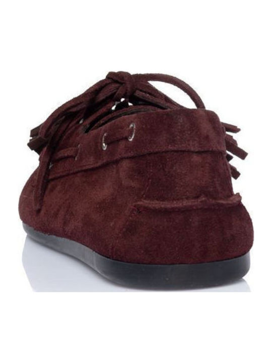Boat Shoes Dama din Piele în Culoare Burgundy