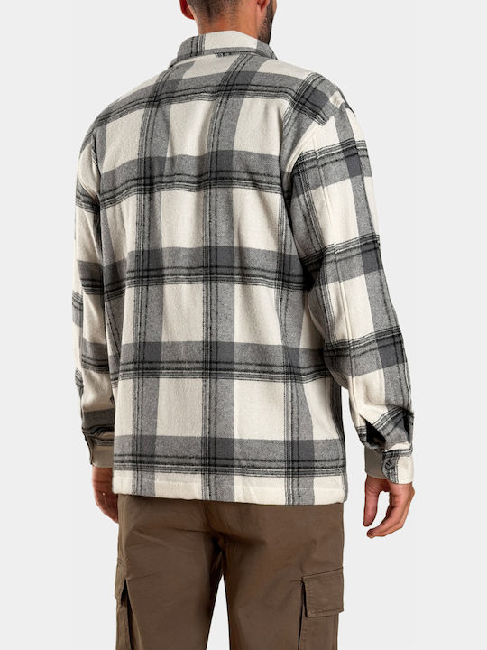 Langärmeliges Flanell Overshirt in Normale Passform Geprüft Beige