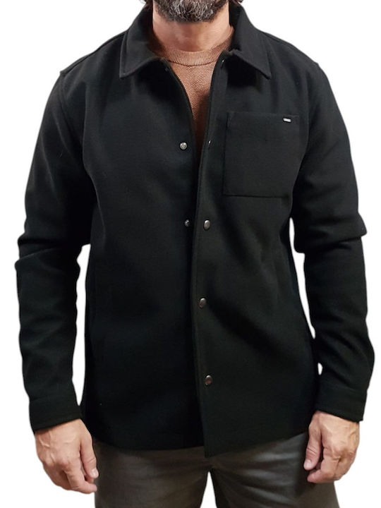 Long Sleeve Overshirt in Narrow Fit Black