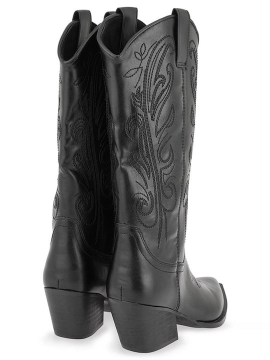 Damen-Cowboystiefel mit mittlerem Absatz Schwarz
