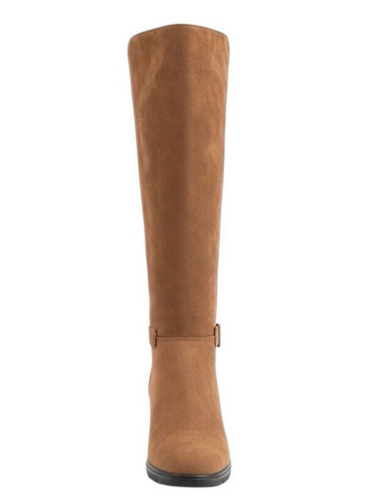 Wildleder Damenstiefel mit mittlerem Absatz Braun