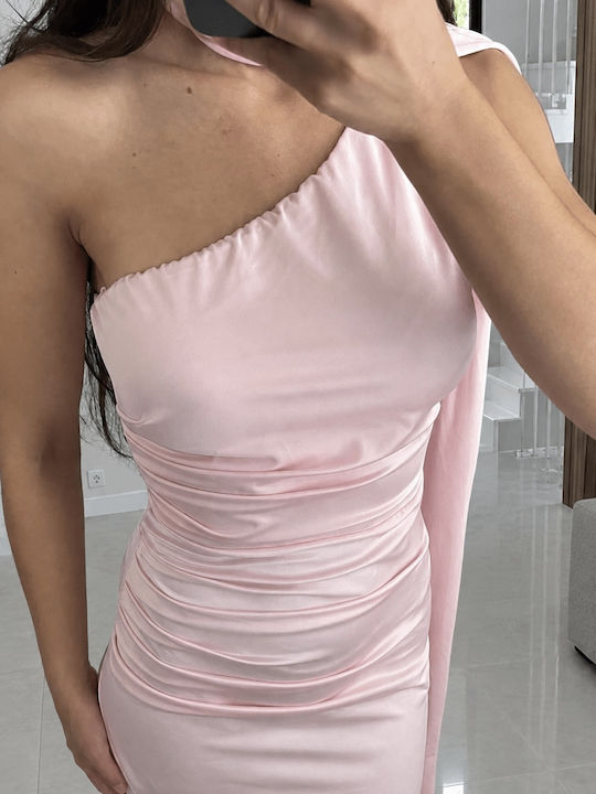 Sommer Maxi Abendkleid Hemdkleid Satin Rosa