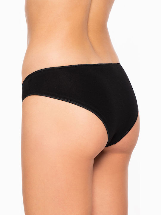 Cotton High Waist Women's Brazil Briefs Black