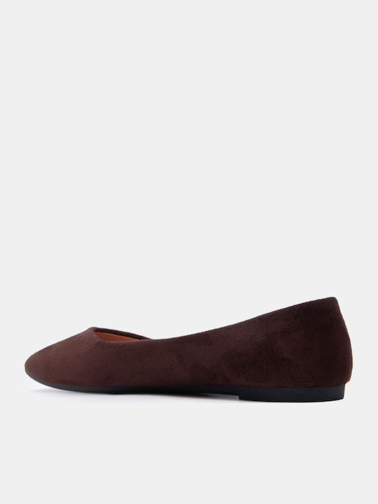 Women's Pointed Toe Brown Ballerina Shoes