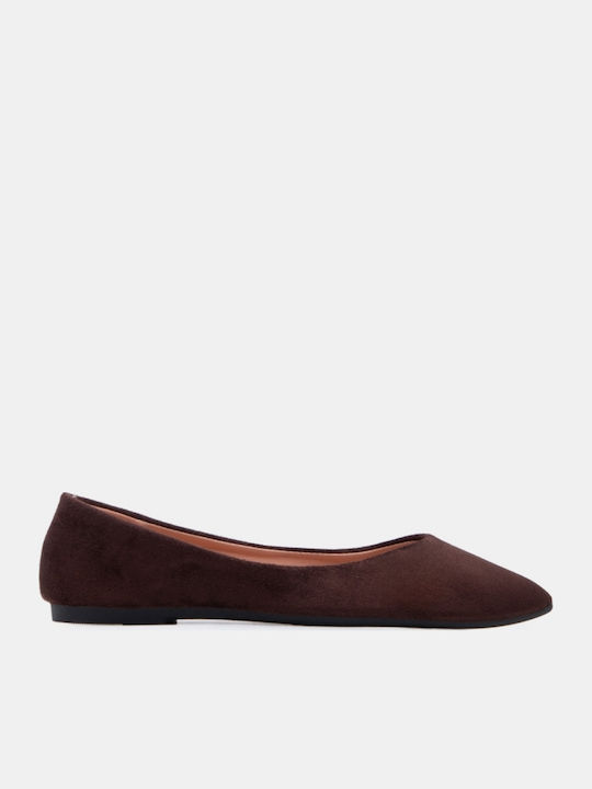Women's Pointed Toe Brown Ballerina Shoes