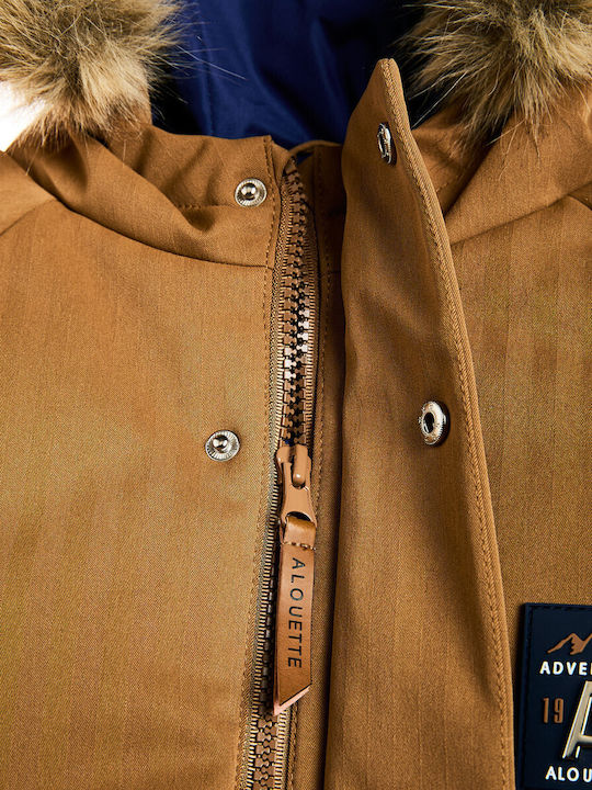 Kids Short Fur with Lining and Hood Beige