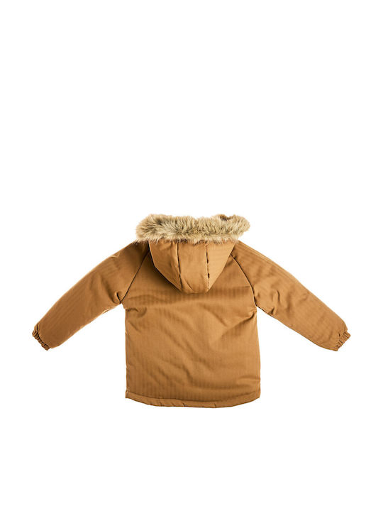 Kids Short Fur with Lining and Hood Beige