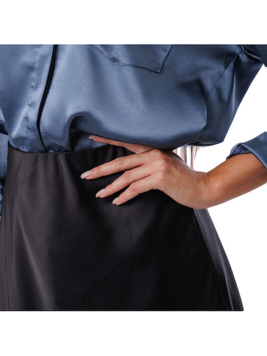 Satin Midi Skirt Black