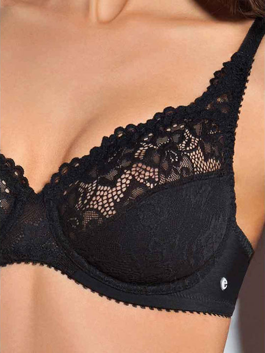 Balconette Black Bra without Padding with Underwire