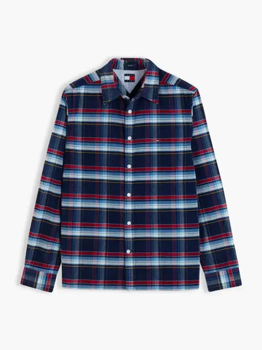 Long Sleeve Corduroy Checked Shirt Dark Blue Check