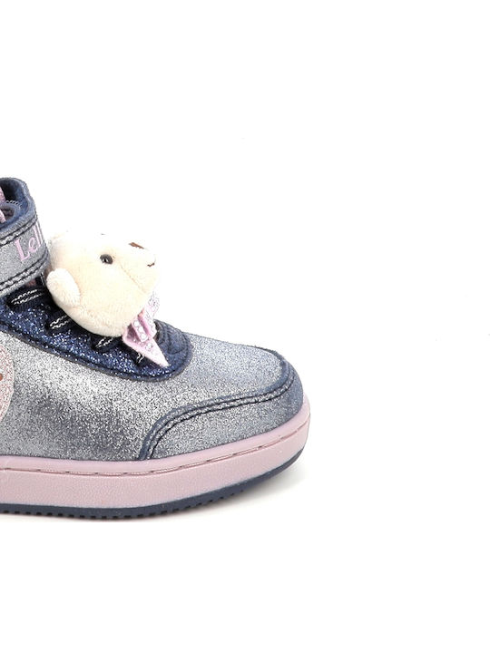 Kids Ankle Boots with Laces & Lights Blue