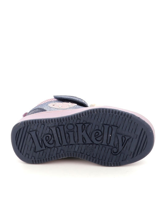 Kids Ankle Boots with Laces & Lights Blue