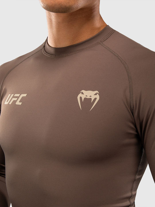 Venum Men's Long Sleeve Shirt VNMUFC-00569-035 for MMA / Jiu-Jitsu Brown