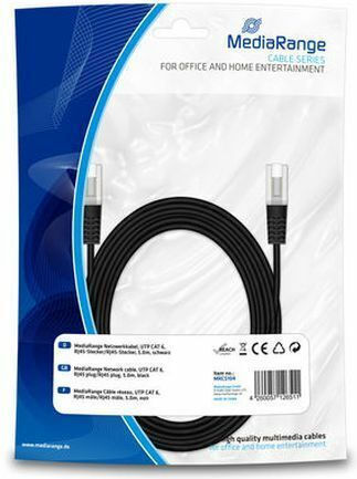 MediaRange U/UTP Кат.6 (Gigabit) Мрежови Кабел Ethernet 5m Черен