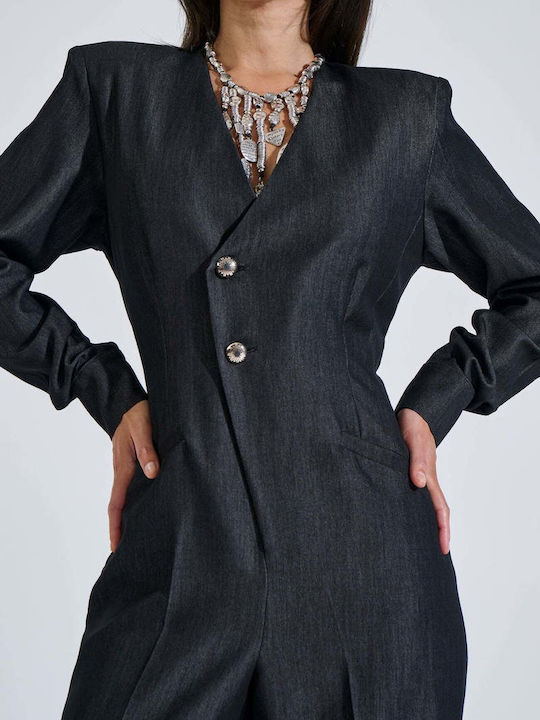 Damen Langärmige Jumpsuit Schwarz