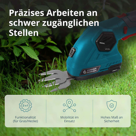 Könner & Söhnen Könner & Söhnen Heckenschere Batterie 8V 1x2Ah mit Klingenlänge 12cm