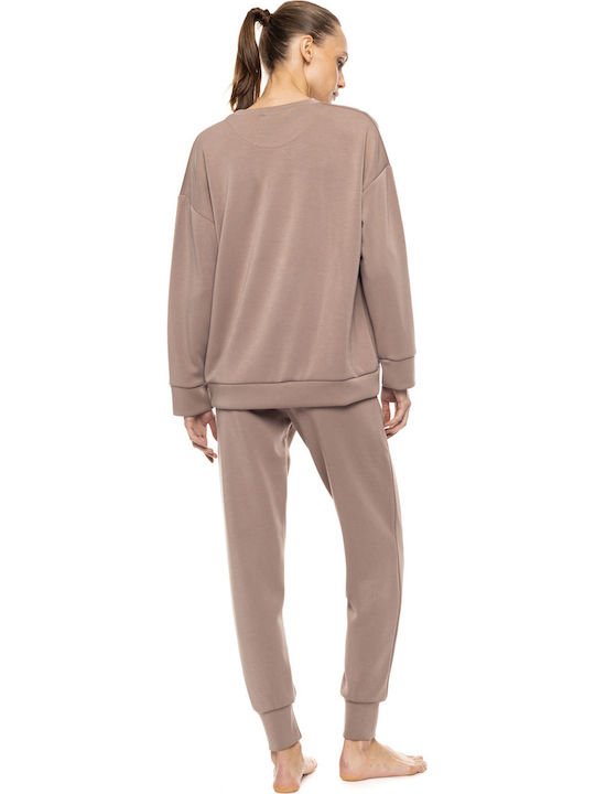 Pink Label Winters Schlafanzug & Pyjamas Für Damen Chocolate