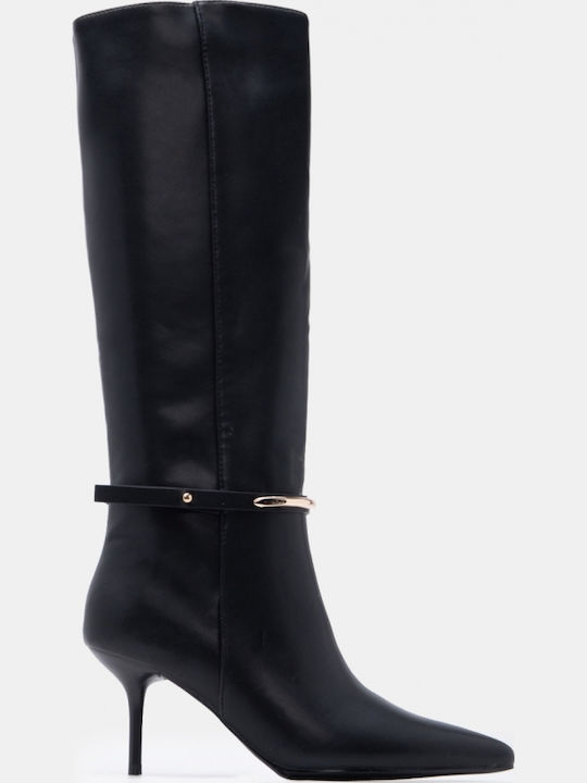 Suede Women's Boots with High Heel Black