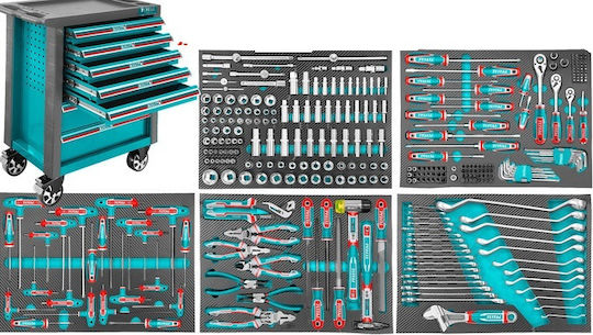 Total Total Werkzeug-Wagen mit 7 Schubladen und 436 Werkzeugen