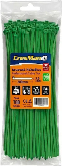 Cresman Пластмасови Кабелни Аксесоари 200mmx3.6mm в Зелен Цвят 100 бр 07867