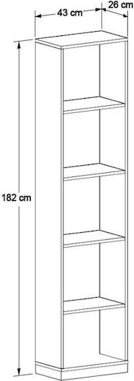 Bookcase Natural Oak Florida 43x26x182cm