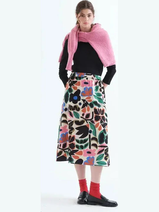 High Waist Midi Skirt Multi