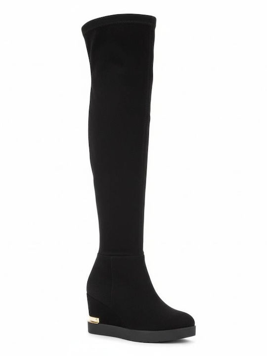 Wildleder Damenstiefel Über dem Knie Schwarze