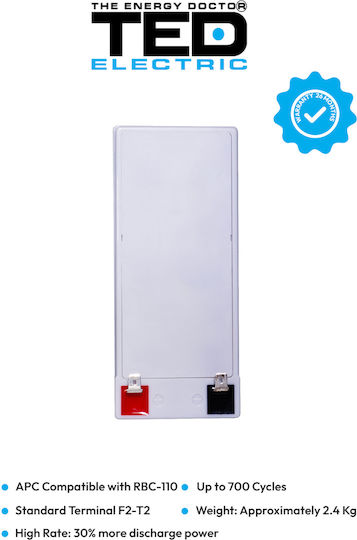Battery Pack Compatible Apc Rbc110 12v 7.1ah 1x12v Ted Electric